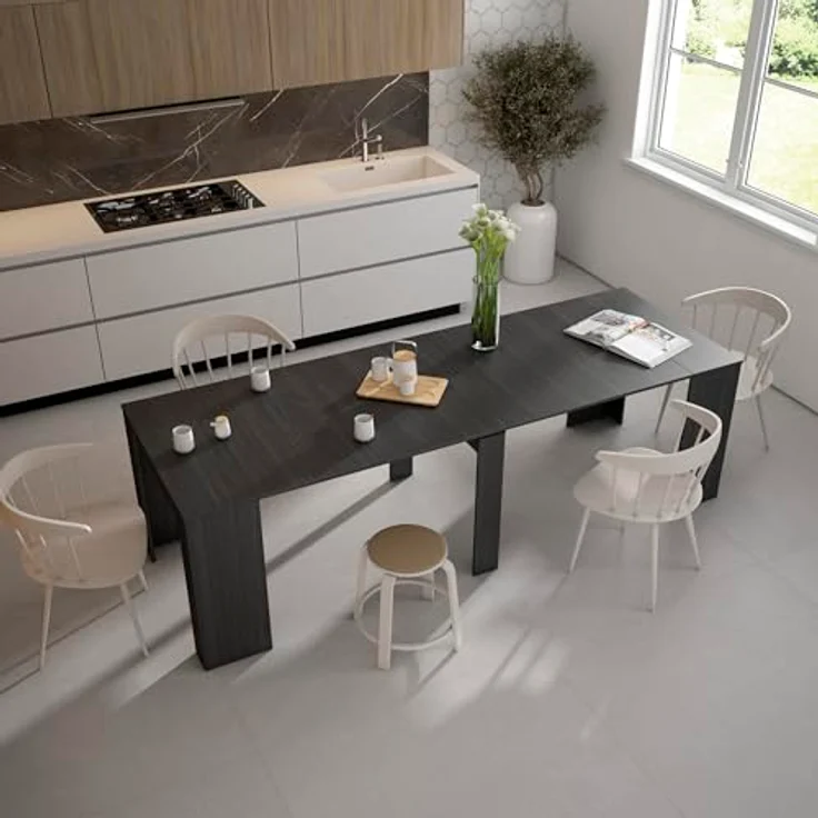 Skraut Home | Ausziehbarertisch | Multifunktionaler ausziehbarer | 260 | Für 12 Gäste | Esszimmertische | Moderner Stil | Schwarz – Bild 3