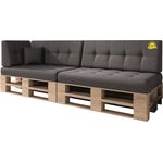 sunnypillow Palettenkissen Kaltschaum UV - beständig Outdoor/Indoor Palettenauflage Palettenpolster Palettensofa Sitzkissen Rückenlehne gesteppt 6er Set 120x80 Grey