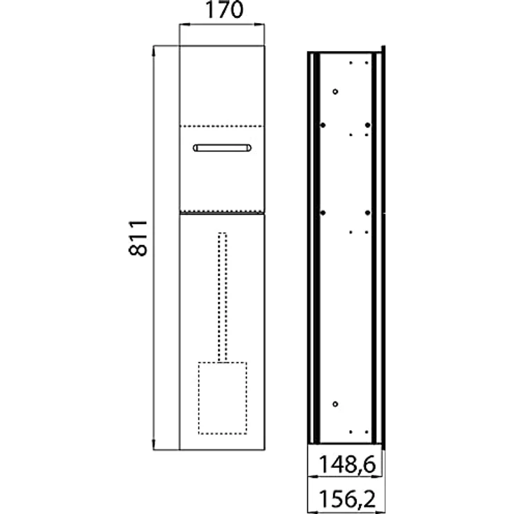 Emco ASIS 2.0 Unterputz-Schrankmodul, Hochschrank mit Toilettenpapierhalter, "Push to Open"-Funktion und extra Fach, schwarz – Bild 5
