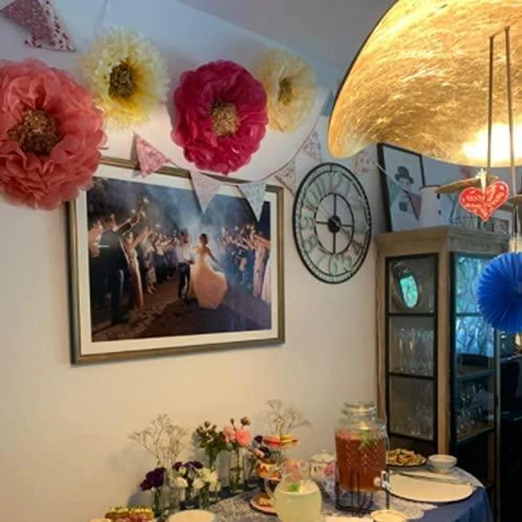 G2PLUS Süße Beidseitig Wimpel Girlande, 10M Bunting Wimpelkette Blau und Rosa Stoff Stoffgirlande mit 36 STK Farbenfroh Wimpeln für Hochzeits Geburtstag Party – Bild 6