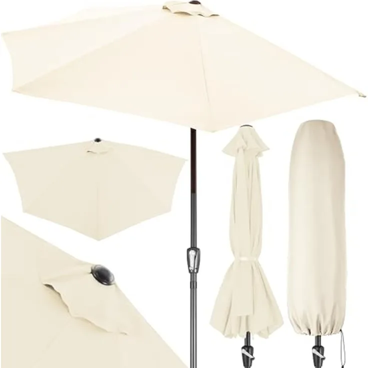 Kingsleeve Sonnenschirm, halbrund, wasserabweisend, UV-Schutz 50+, Stahl creme, 270 cm
