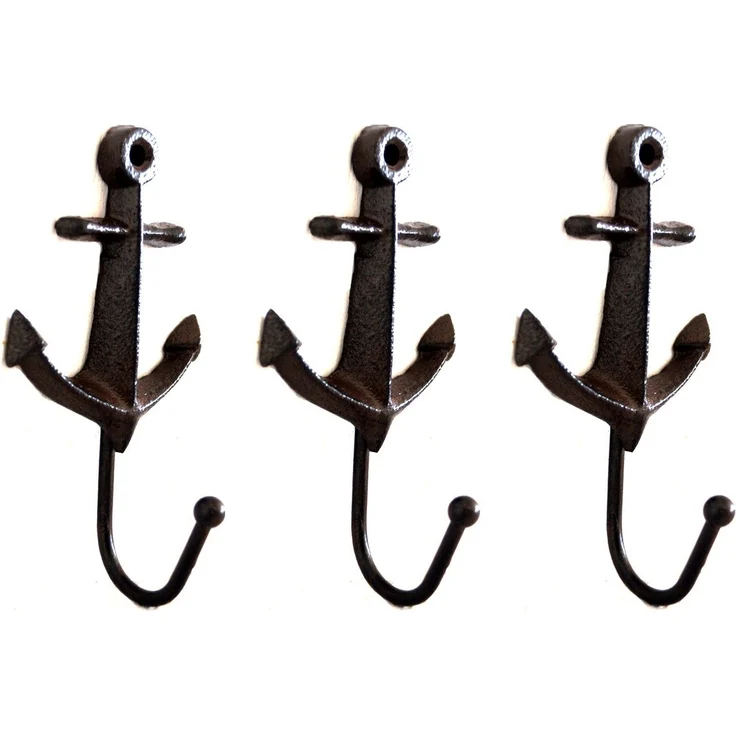 LB H&F Lilienburg Wandhaken 3er Set Garderobenhaken ANKER Wandhaken Kleiderhaken Haken, Badezimmer, Schlafzimmer, Flur, Toilette, Wohnzimmer, Garderobe, (handtuchhaken Hakenleiste deko badhaken schlafzimmerhaken Küche Badezimmer Bad Mantelhaken Küchenh... – Bild 3