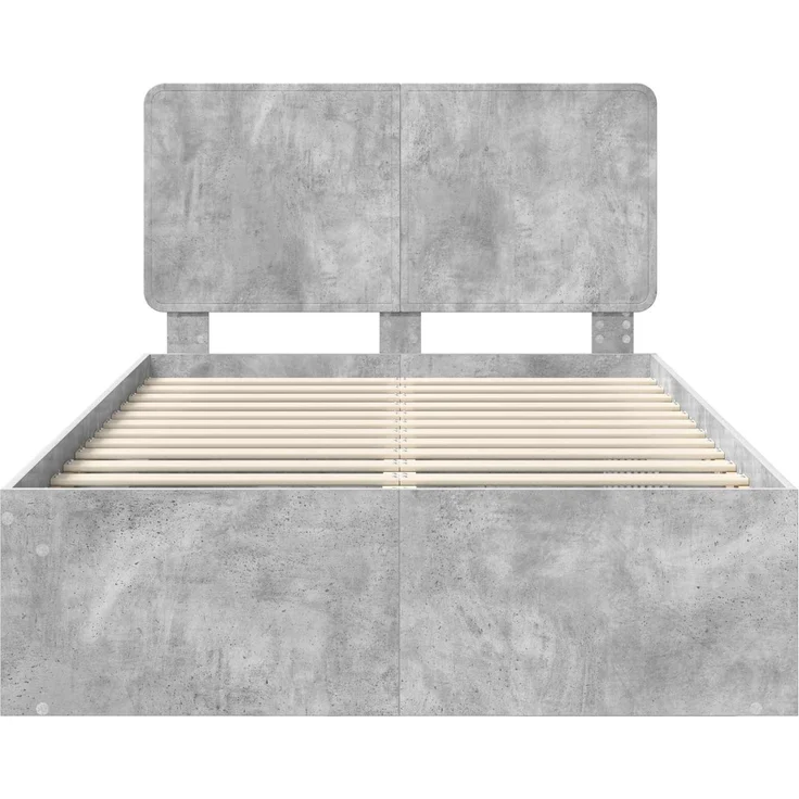 vidaXL Bettrahmen mit Kopfteil Beton 120 x 190 cm Massives Kiefernholz 3412518 – Bild 6
