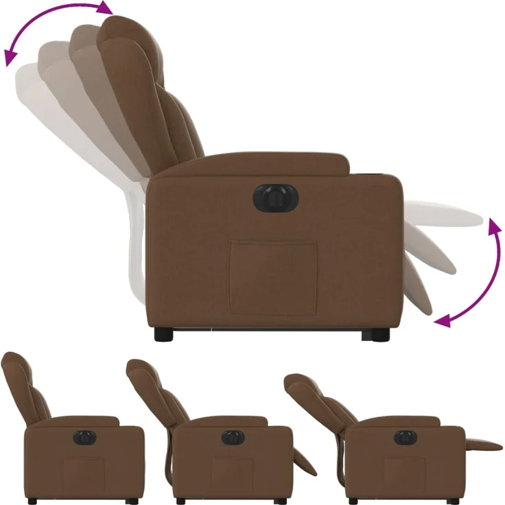 vidaXL Relaxsessel mit Aufstehhilfe Elektrisch Braun Stoff 3204510 – Bild 6