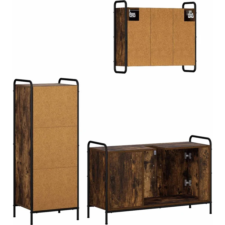 vidaXL Badezimmerschrank-Set 3 stk. Räuchereiche 40 x 36 x 109,5 cm 3444539 – Bild 7