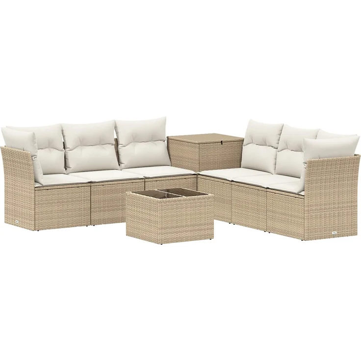 vidaXL Sofa Set 8 stk. Beige und Cremeweiß Polyrattan und Stahl 3448284 – Bild 2