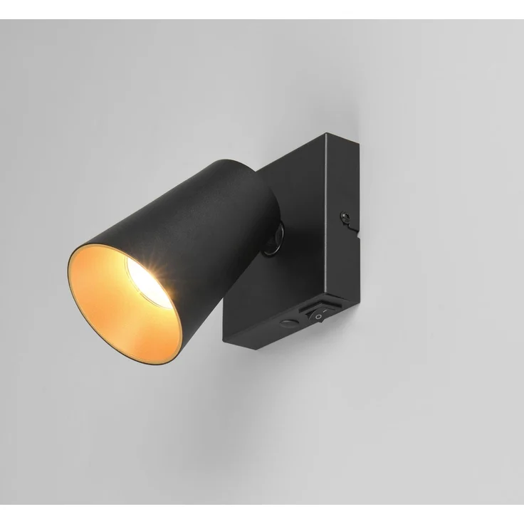 LED Wandstrahler Schwarz Gold mit Schalter, Breite 10cm – Bild 3