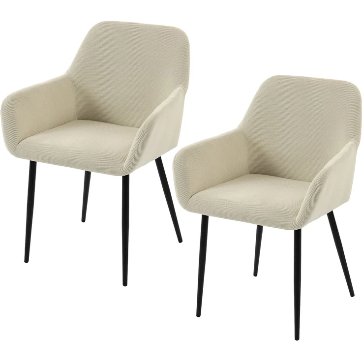 MELAYR, Esszimmerstühle 2er-Set, gepolsterte Küchenstühle mit Metallbeinen, cremeweiß, 59.5 x 58 x 81.5 cm – Bild 2