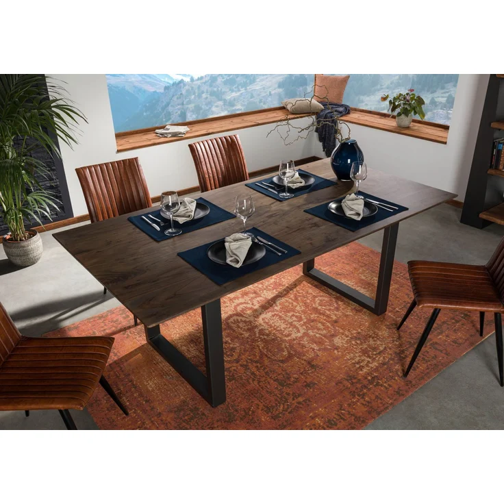 Esstisch Akazie 200x100 grau lackiert / U-Beine anth. matt SWISS EDGE – Bild 2