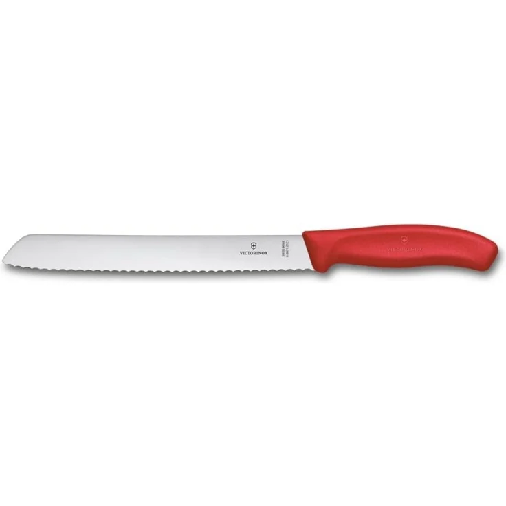 Victorinox Swiss Classic Profi Brotmesser, Extra Scharfe Klinge, Wellenschliff, 21 cm, Robuster Kunststoffgriff, Rostfreier Stahl, Rot – Bild 1