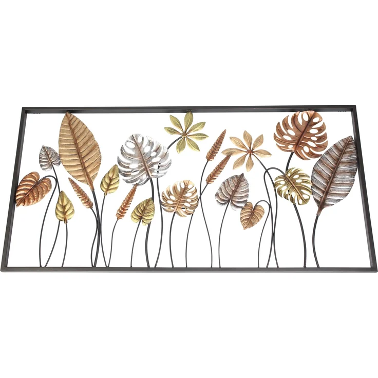 Metallbild Blätter Wandbild Bild Wanddeko Wohnzimmer Metall Dekoration Dekobild – Bild 1