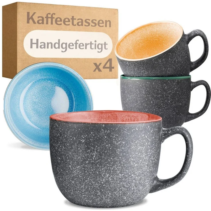 Cosumy Cappuccinotasse Kaffeetassen 4er Set aus Keramik - 350ml, 4-tlg, Keramik, Warm – Bild 1