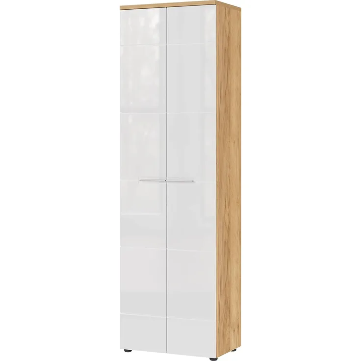 Garderobenschrank ALEDO in Navarra Eiche Nb. / Weiß Hochschrank ca. 60 x 200 x 41 cm
