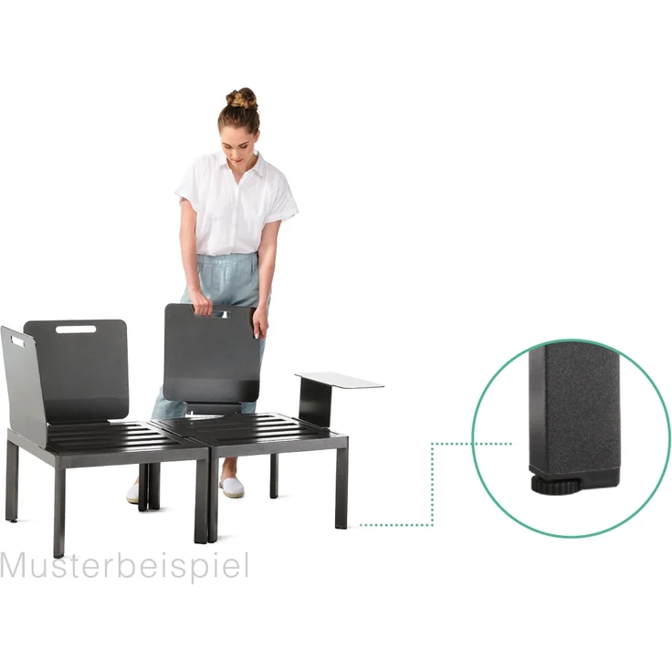 Sieger Lugo Lounge Basis - inkl. 1x Rücken- / Seitenelement + 1x Verbindungselement Einzelteil des Loungesets Lugo, Aluminium Eisengrau, 60 x 36 x 60 – Bild 20