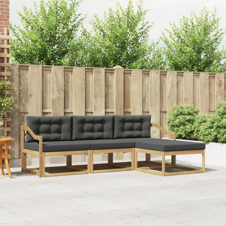 vidaXL Outdoor-Sofagarnitur 4 stk. Weiß und Anthrazit Polyester 3386286 – Bild 1