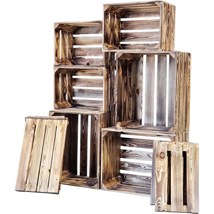 Obstkisten Holzkisten Regal 50 x 40 x 30cm und 40x30x26 6er SET Längs