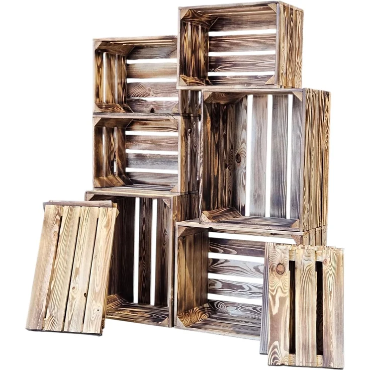 Obstkisten Holzkisten Regal 50 x 40 x 30cm und 40x30x26 6er SET Längs