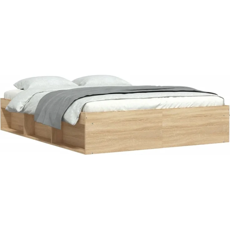 vidaXL Bettgestell Sonoma-Eiche 160x200 cm 3203875 – Bild 2