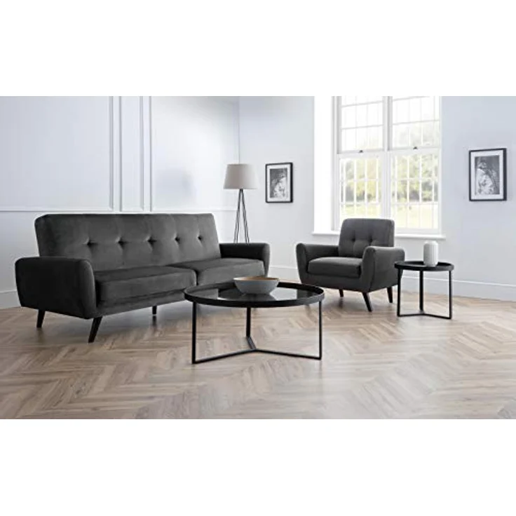 Julian Bowen Monza Sofabett aus dunkelgrauem Samt – Bild 14