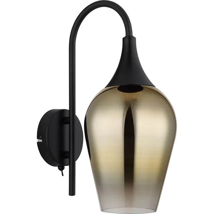 Ausgefallene LED Wandleuchte mit Schalter & Glasschirm Gold, Höhe 36cm – Bild 6