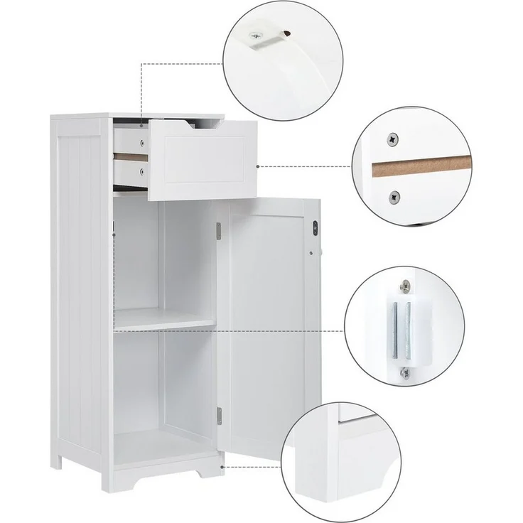 Mondeer Badkommode Badezimmerschrank, Badschrank, 87x32x30cm, weiß – Bild 3