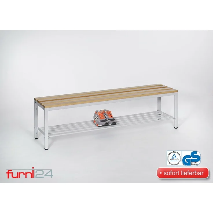 Garderobenbank mit Schuhrost 150 cm grau – Bild 5
