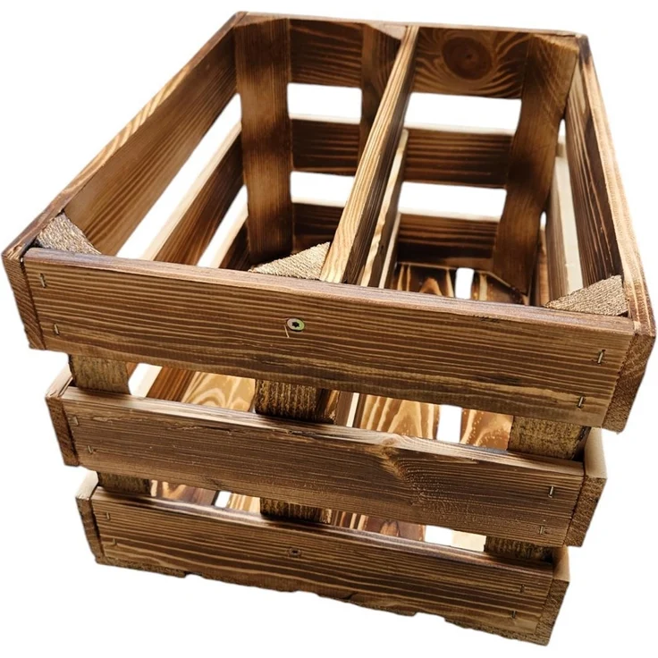 4er Set Holzkisten Weinkisten Obstkiste Klein Geflammt Regal aus Holz 40x30x25cm – Bild 8