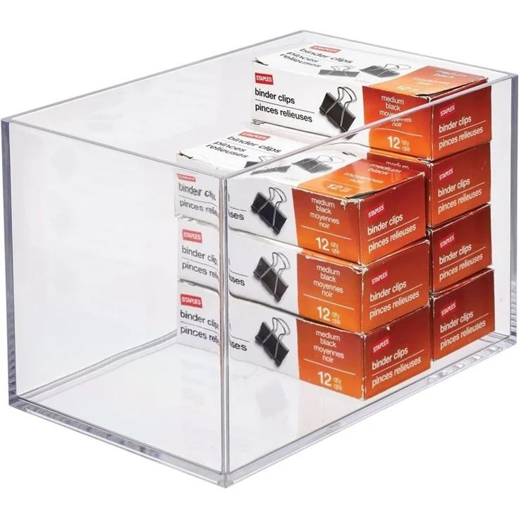 mDesign Schreibtisch Organizer Aufbewahrung Ablage stapelbar 3er-Set Transparent – Bild 8