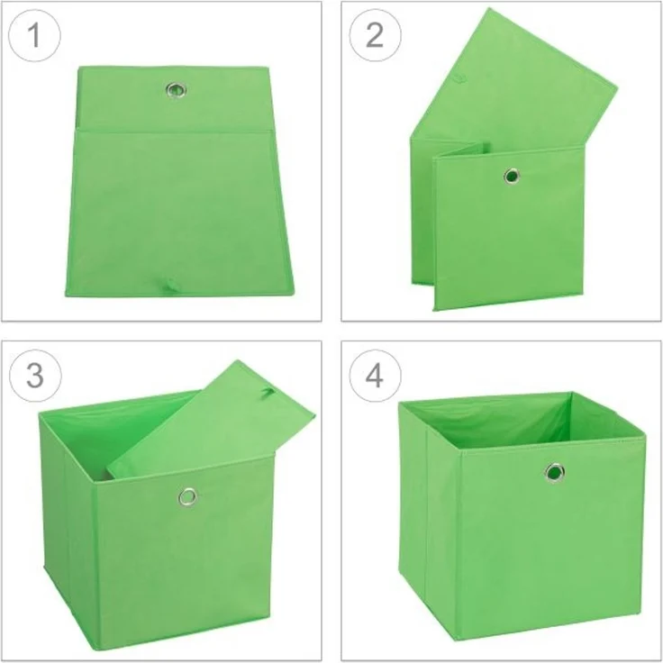 Relaxdays 4 x Aufbewahrungsbox Stoff grün – Bild 6