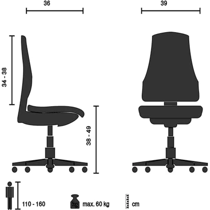 hjh OFFICE Drehstuhl Kinderdrehstuhl KID COLORE Stoff ohne Armlehnen (1 St), Kinder Bürostuhl mitwachsend, ergonomisch – Bild 4