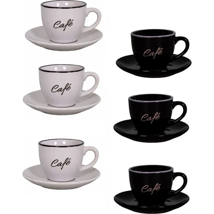 6er Set weiß u. schwarz Espressotassen mit Unterteller Antic Line SEB17185+17184 – Bild 2