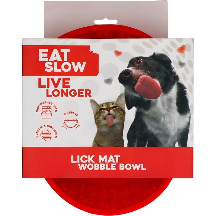Eat Slow Live Longer Anti-Schlingnapf Wobble rot, Durchmesser: 17 cm – Bild 1