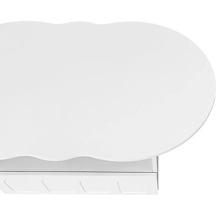 FurnitureR Eleganter Weißer Esszimmertisch, Wellenförmiges Design, Viel Stauraum, Hochwertiges MDF, Ideal für Moderne Wohnungen – Bild 9