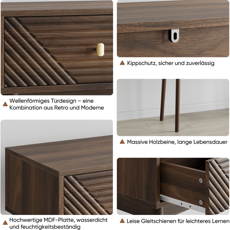 Schreibtisch mit 2 Schubladen und Ablagefläche, 100x35x80 cm, Walnussfarben – Bild 6