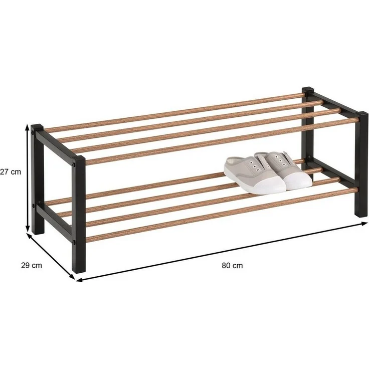 IDIMEX Schuhregal WATERFORD, Schuhregal Schuhablage Aufbewahrung 2 Ablegen schwarz Metall und Holzd – Bild 2