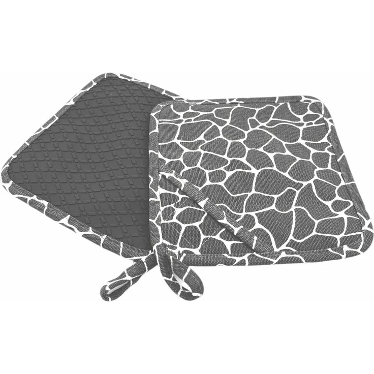 Camolo Topflappen 2er Set Ofenhandschuhe Silikon & Baumwolle hitzebeständig 18 x 18 cm, (2-tlg), Rutschfest, mit Aufhängeösen, strapazierfähig – Bild 1