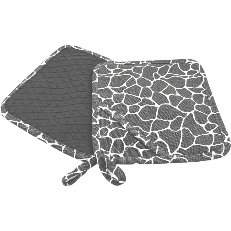 Camolo Topflappen 2er Set Ofenhandschuhe Silikon & Baumwolle hitzebeständig 18 x 18 cm, (2-tlg), Rutschfest, mit Aufhängeösen, strapazierfähig