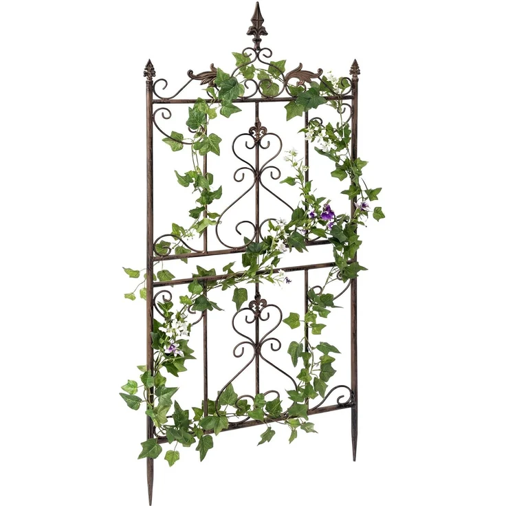Rankgitter INES 2er Set - 51 x 3 x 124 cm, Metall, Braun | Rankhilfe Kletterpflanzen Gartendekoration – Bild 4