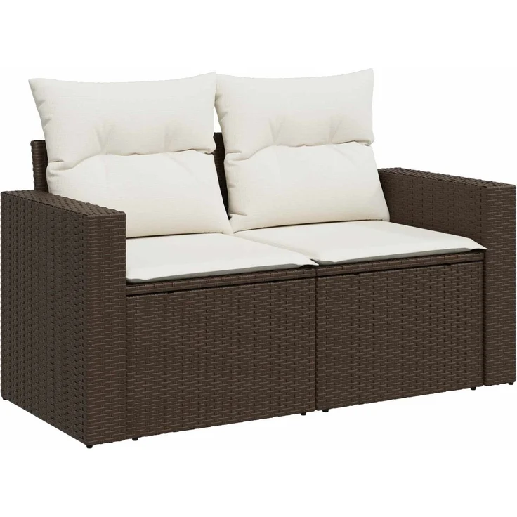 vidaXL Sofa Set 6 stk. Braun und Creme Weiß Polyrattan und Stahl 3447402 – Bild 3