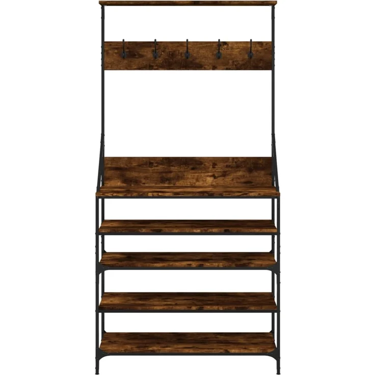 vidaXL Kleiderständer mit Schuhablage Räuchereiche 90x34x184 cm 837879 – Bild 4