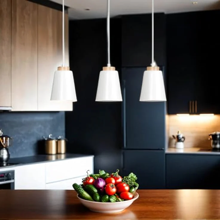 Licht-Erlebnisse Hängeleuchte Metall & Holz, Skandinavisch, 3-Flammig E27, Weiß, 66 cm für Esszimmer und Küche – Bild 2