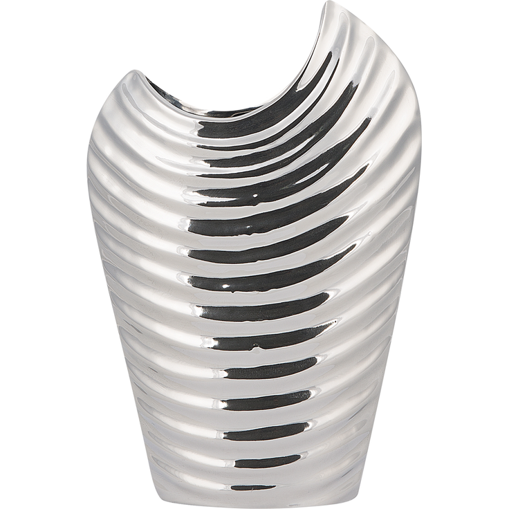 Dekovase ECETRA Steinzeug 26 cm Silber