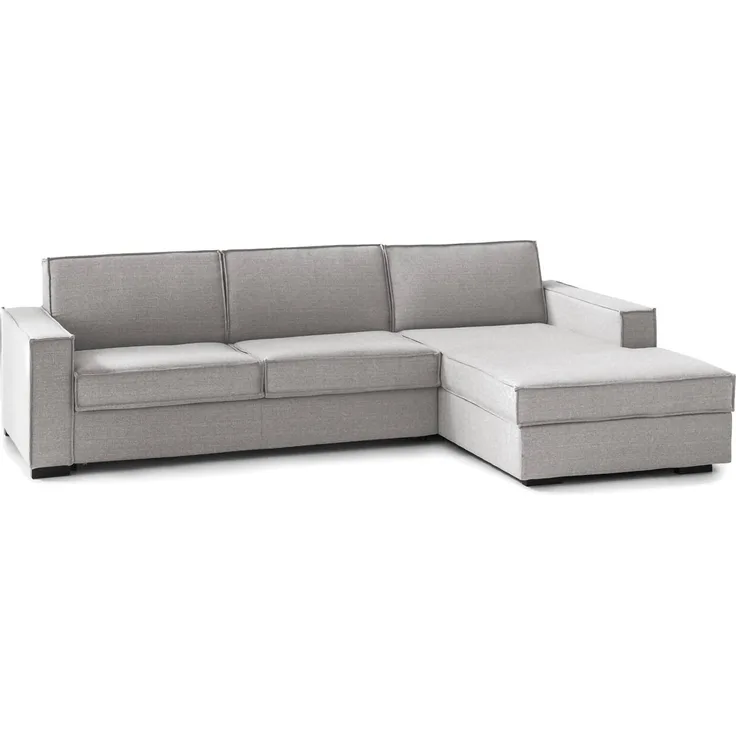 Dmora Sofa mit Halbinsel Ametrino, Ecksofa mit rechter Aufbewahrungshalbinsel, Standardarmlehnen, 100 % Made in Italy, 280 x 95 x 90 cm, Grau