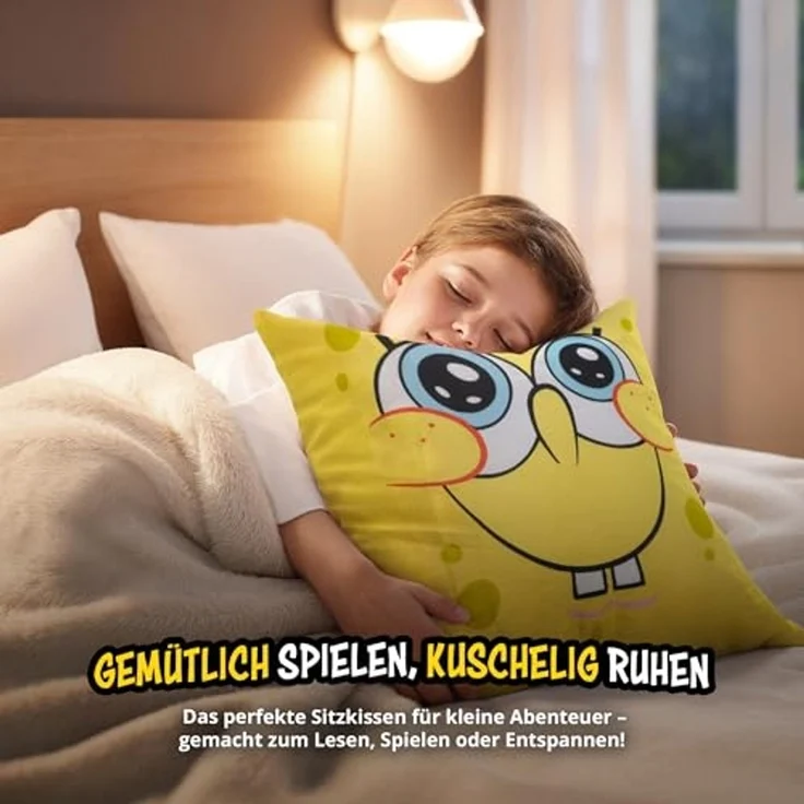 United Labels® Dekokissen Spongebob Schwammkopf Kissen Plüsch Zierkissen Kopfkissen 40x40 cm – Bild 4