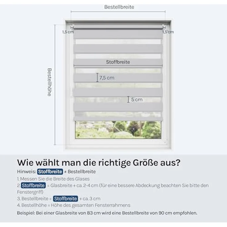 WOLTU Doppelrollo Klemmfix ohne Bohren 40x130 cm, Grau – Bild 6