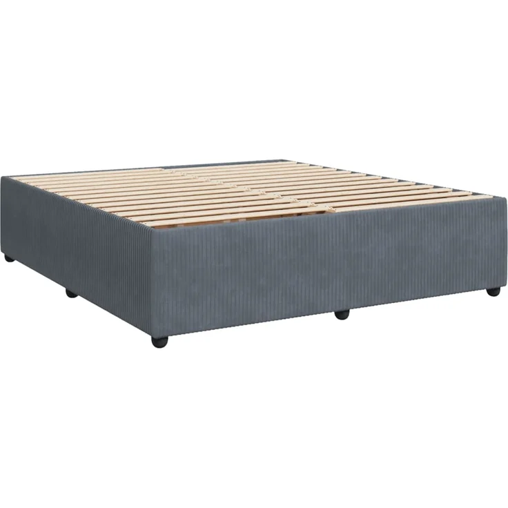 vidaXL Boxspringbett mit Matratze Dunkelgrau 200x200 cm Samt 3285663 – Bild 5