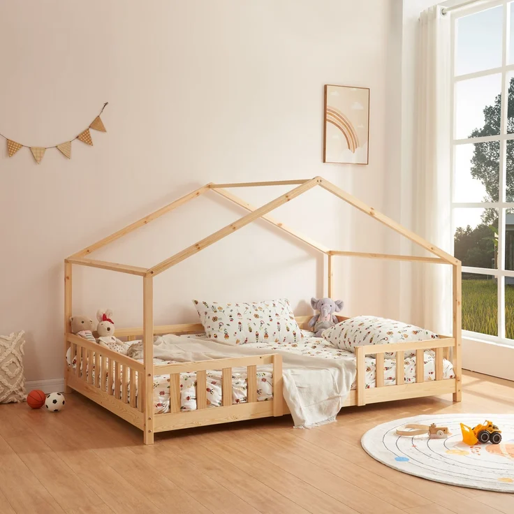 Kinderbett Treviolo 120x200 cm Holzfarben [en. casa] – Bild 1