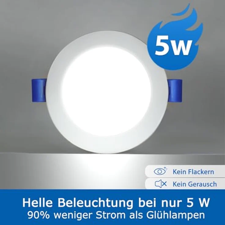 ZIZZLER 40er Set LED Einbaustrahler 230V, Flach 68-80mm, Kaltweiß 5W 6000K, IP44 für Badezimmer und Feuchträume – Bild 5