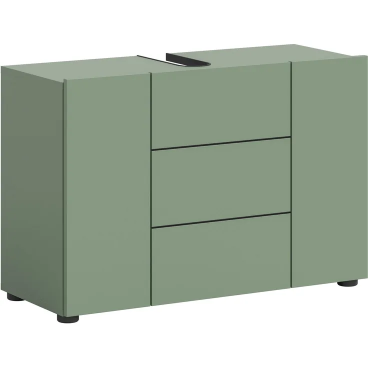 Waschbeckenunterschrank (B/H/T: 82x56x34 cm) in Smoke Green Nachbildung und schwarz