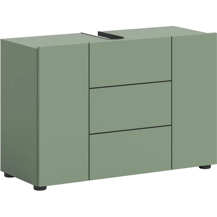 Waschbeckenunterschrank (B/H/T: 82x56x34 cm) in Smoke Green Nachbildung und schwarz – Bild 1